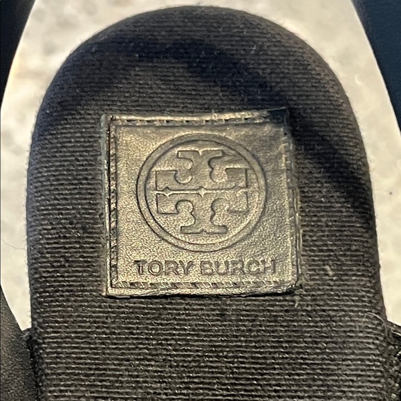 Tory Burch Black and Tan Wedge Sandals - Picture 2 of 12